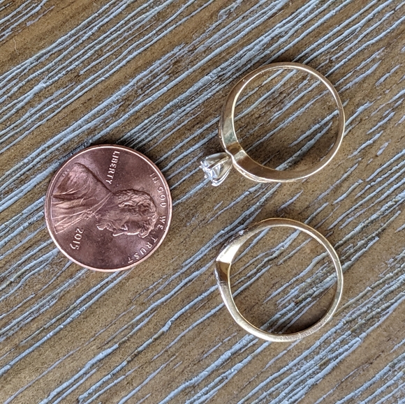 Vintage Gold Wedding Ring Set approx. 1/4 Carat Diamond - Picture 7 of 7